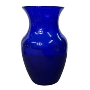 Elegant Cobalt‎ Blue Glass Vase, 8" tall, 4" top dia., 3" bottom dia.